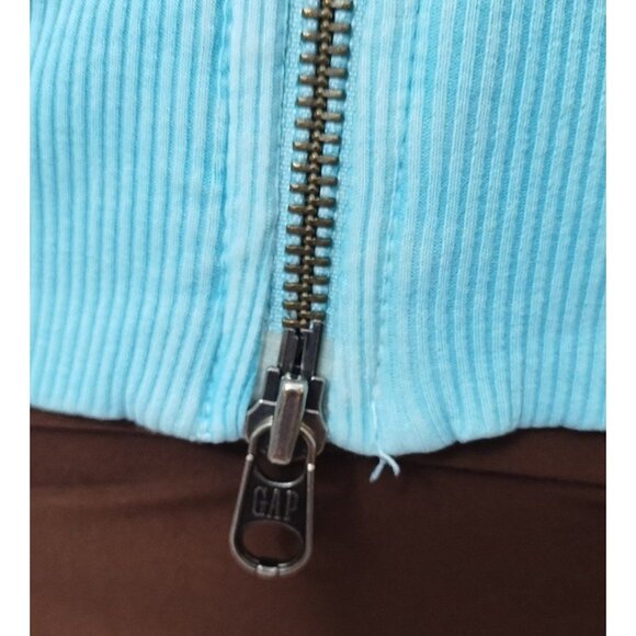 VTG Y2K Gap Fitted Turquoise Cotton Full Zip XS Preppy - Picture 2 of 4